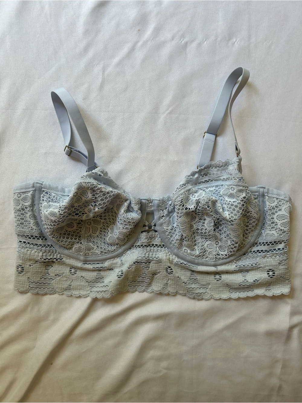 aerie Lace Underwire Bralette in Pale Gray-Blue